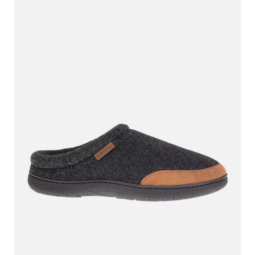 HAGGAR Men Felt ClogsTrim Bumper Slippers Charcoal Size L - Picture 2 of 5